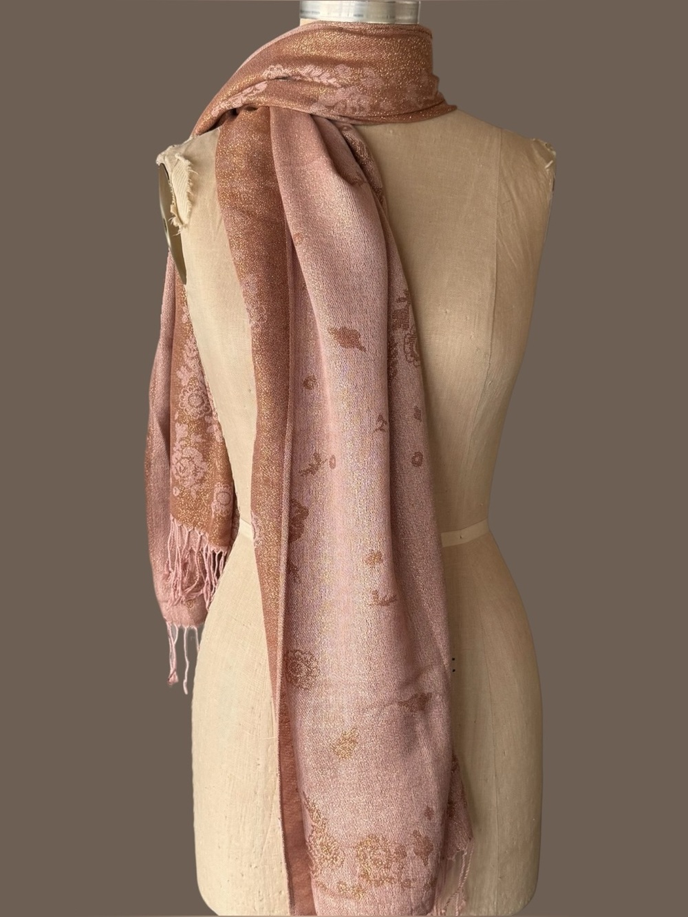 Ama Waterways Pink Multitone Shimmer Fringe Scarf